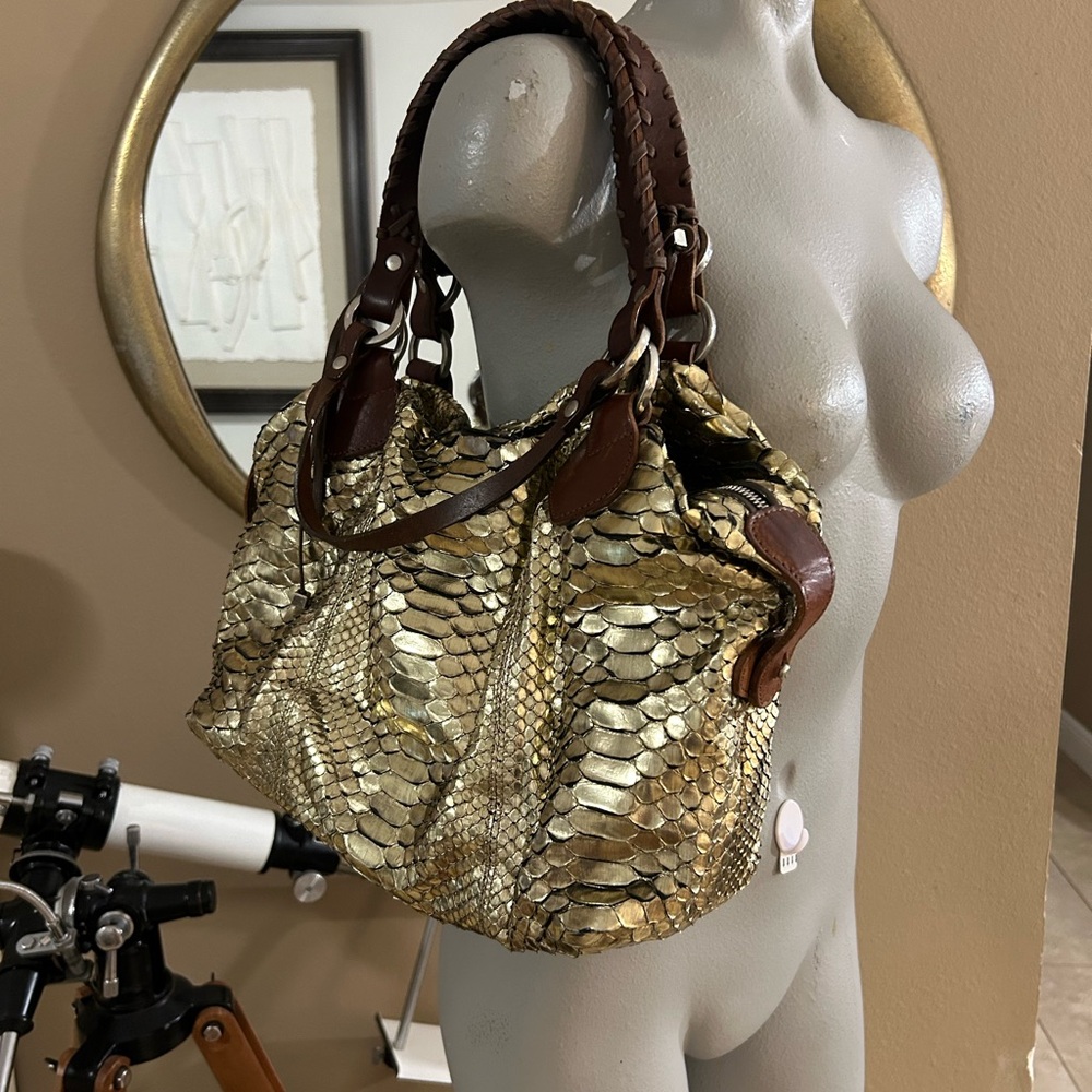 Pauric Sweeney Python Gold bag Bergdorf Goodman snakeskin - Picture 3 of 14